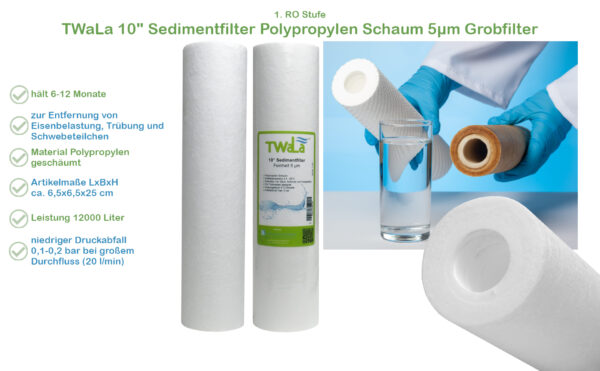 TWaLa 5mikron Sediment Trinkwasserfilter 10Zoll Wasserfilter