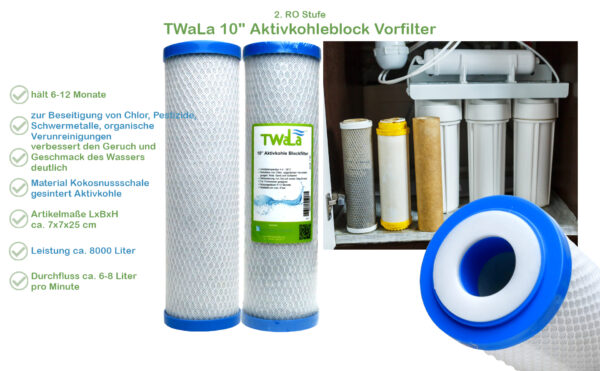 TWaLa 10mikron Aktivkohleblock Trinkwasserfilter 10Zoll Wasserfilter
