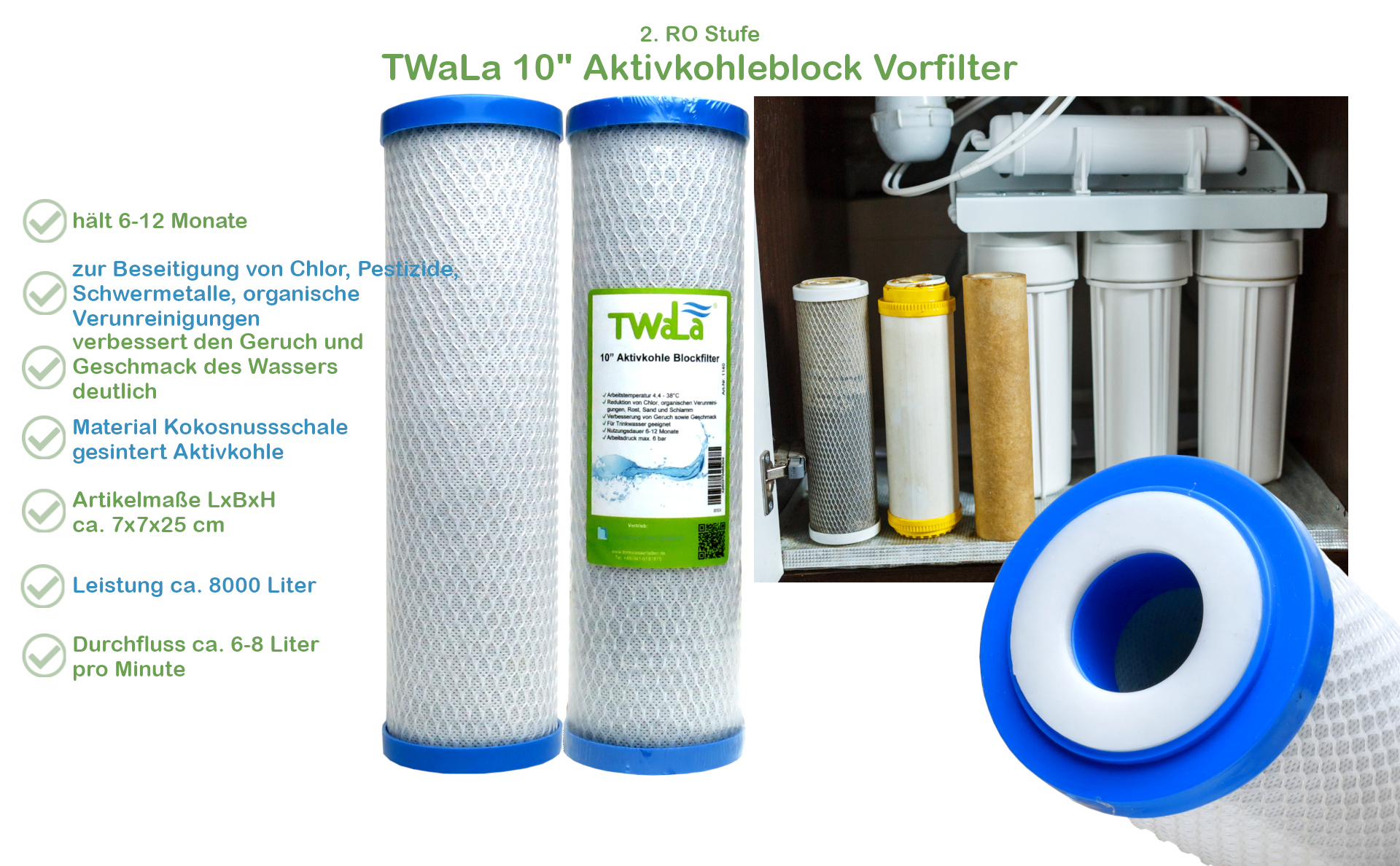 TWaLa 10 Filter Set 6-teilig für 1 Jahr Trinkwasser Filter für RO