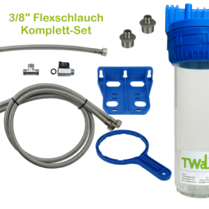 TWaLa 3/8Zoll Flexschlauch Komplett-Set Untertisch Filtergehäuse für 10Zoll Wasserfilter