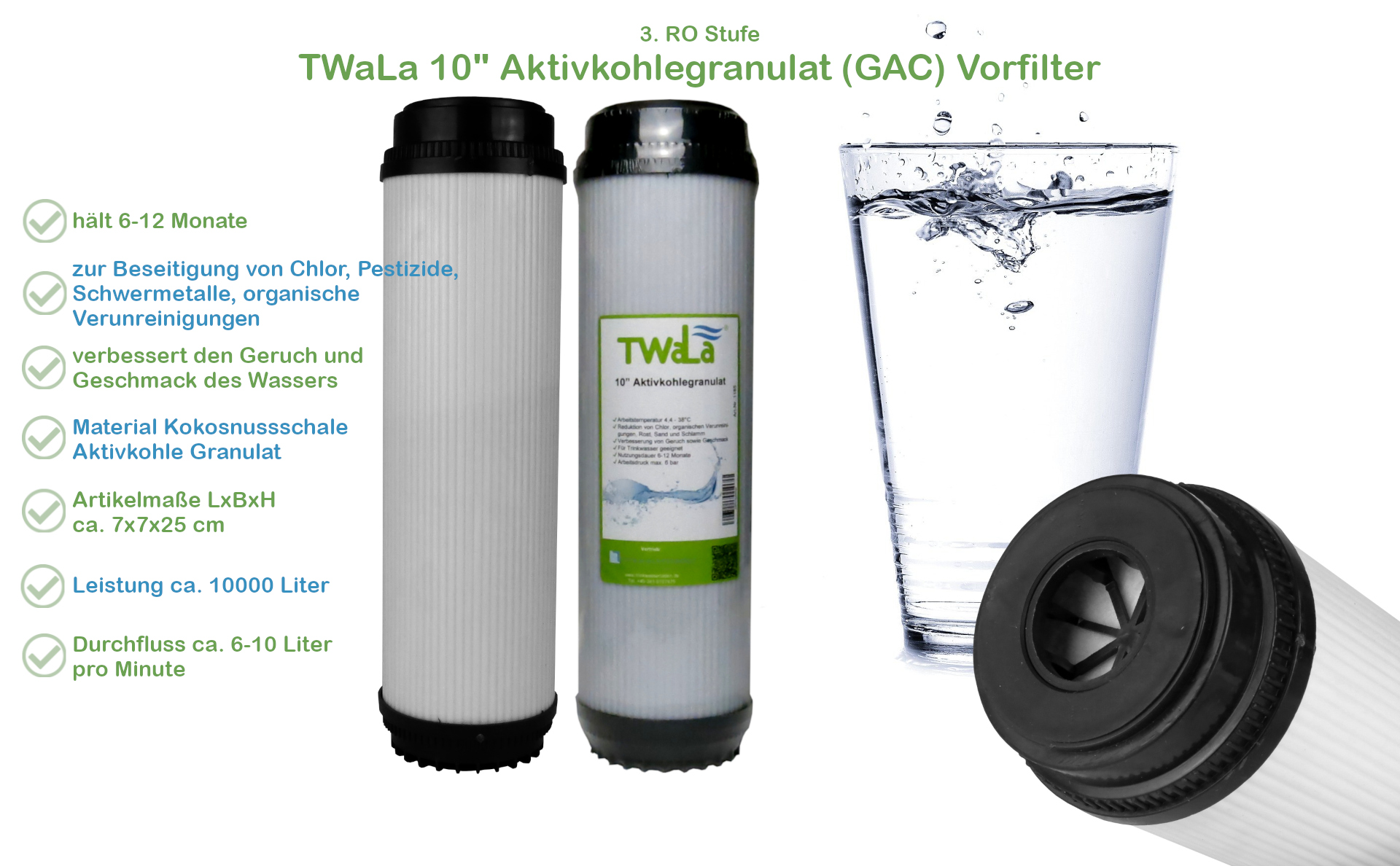 Trinkwasserladen Wasserfilter - TWaLa 10µm Aktivkohleblock