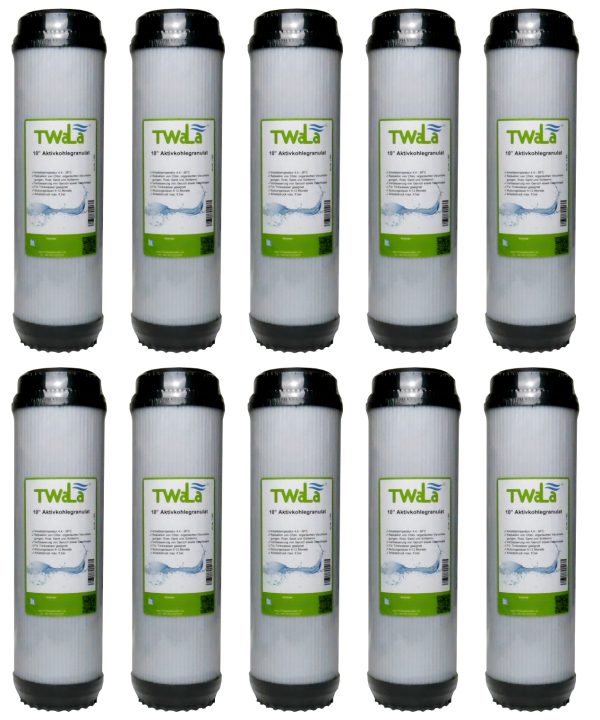 Set 10x Aktivkohlegranulat Trinkwasser Filter 10″ Wasserfilter für Umkehrosmose