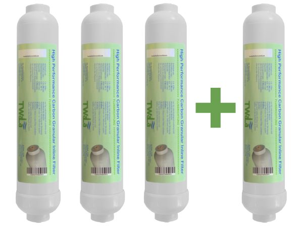 Sparangebot 3+1 GRATIS Carbon Granular Inline Nachfilter für Umkehrosmose / Kühlschrankfilter