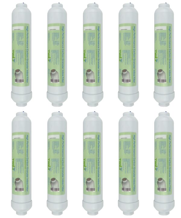 Set 10x Carbon Granular Inline Nachfilter für Umkehrosmose / Kühlschrankfilter
