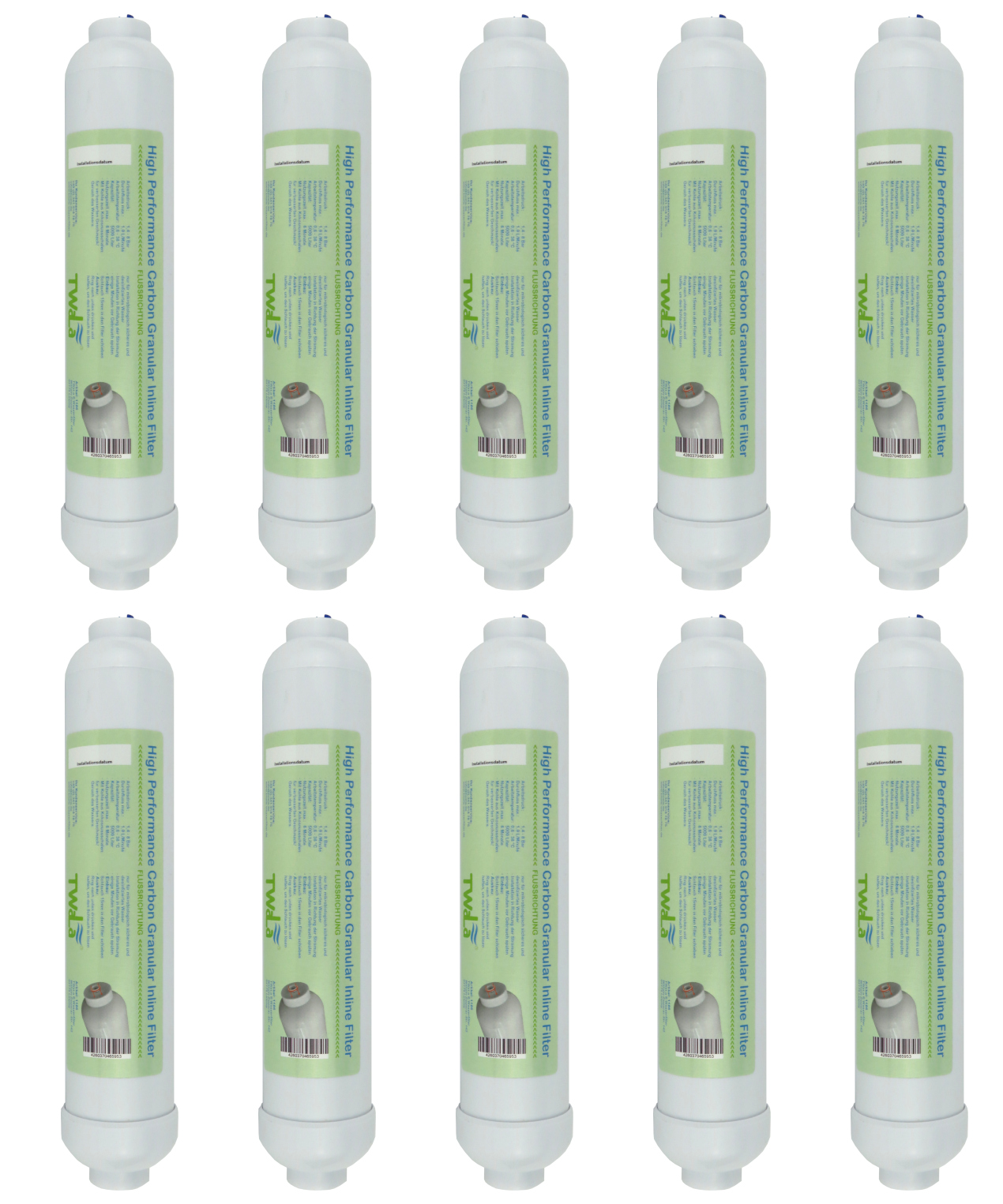 Set 10x Carbon Granular Inline Nachfilter für Umkehrosmose / Kühlschrankfilter