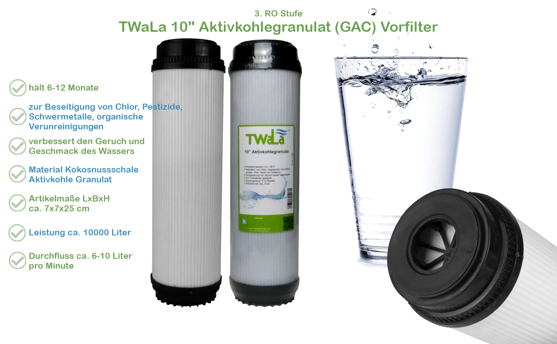 Ersatzfilter-Set 10″ Umkehrosmose — Sediment & Aktivkohlegranulat – Bild 4